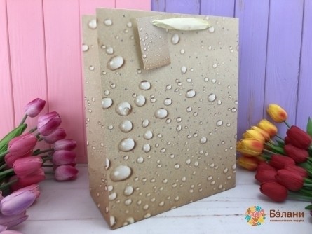 Подарочный пакет "Water drops" M желтый