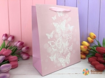 Подарочный пакет "Magic butterfly" M розовый