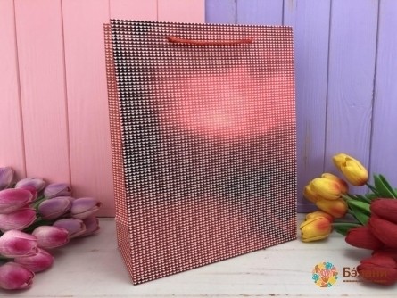 Подарочный пакет "Metallic" М красный