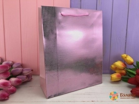Подарочный пакет "Metallic" М розовый
