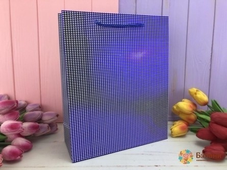 Подарочный пакет "Metallic" L синий