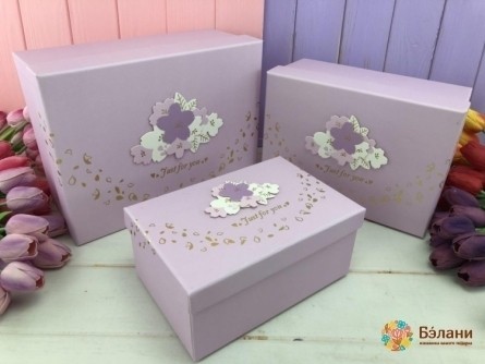 Подарочная коробка "3d leaves" лиловая
