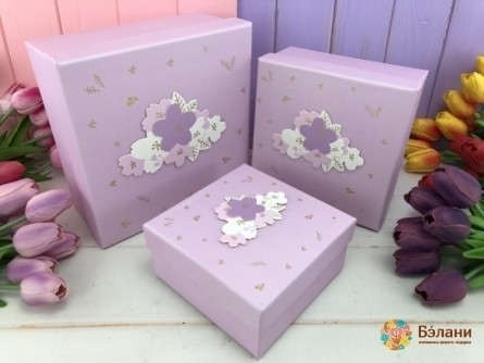 Подарочная коробка "3d leaves" лиловая