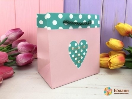 Подарочный пакет "Heart inside" розовый XS