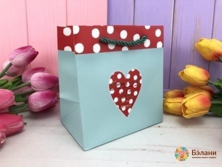 Подарочный пакет "Heart inside" мятный XS