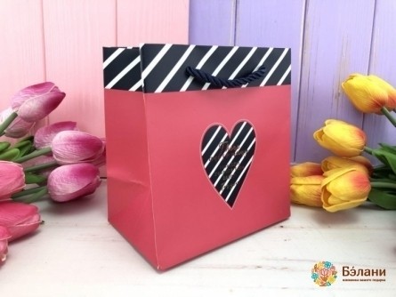 Подарочный пакет "Heart inside" красный XS