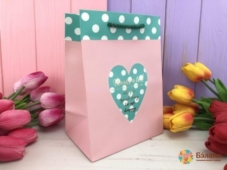 Подарочный пакет "Heart inside" розовый S