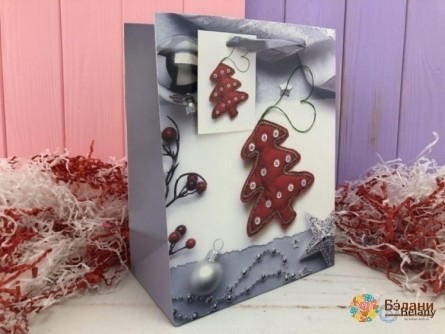 Новогодний пакет "Merry christmas" L