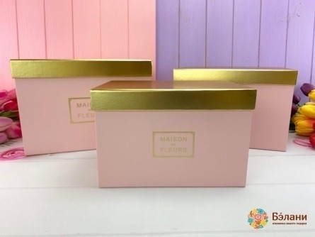 Прямоугольная коробка "Gold maison" розовая