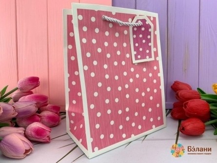 Подарочный пакет "Beauty dots" розовый S