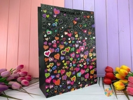 Подарочный пакет "Boom love" черный L