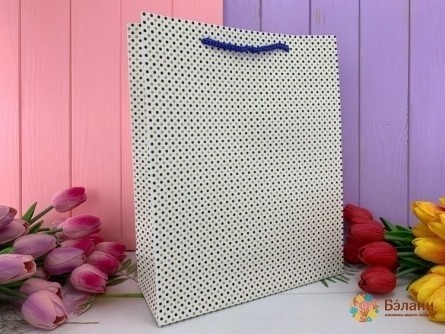 Подарочный пакет "Dots" белый M