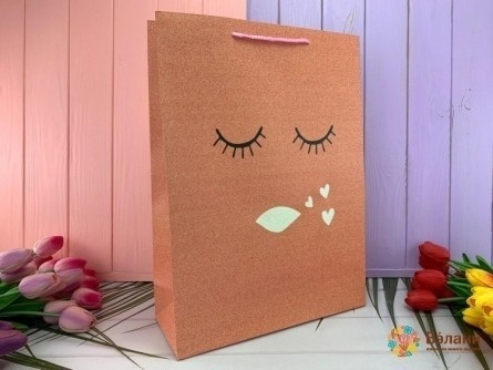Подарочный пакет "Smiles" персик M