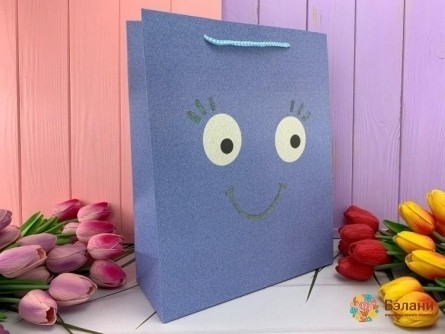 Подарочный пакет "Smiles" синий M