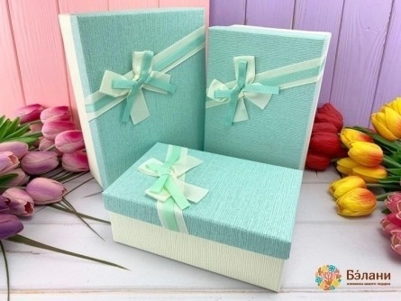 Подарочная коробка "Бантик#5" голубая
