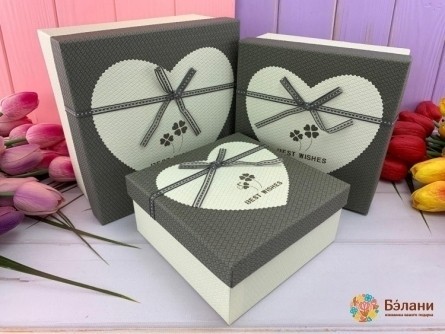 Подарочная коробка "Heart#1" серая