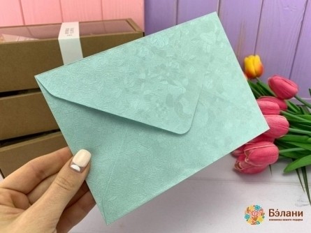Подарочный конверт "Flowers" мятный