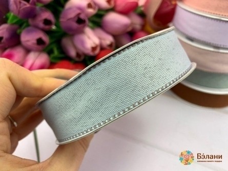 Хлопковая лента "Двухсторонняя" серо-сизая