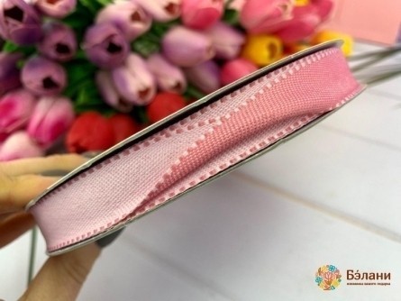 Хлопковая лента узкая "Двухсторонняя" розово-коралловый