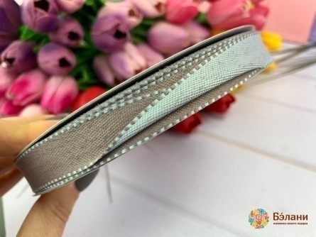 Хлопковая лента узкая "Двухсторонняя" серо-сизая