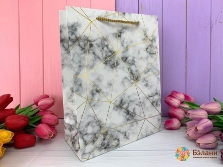 Подарочный пакет "Golden marble" паутина M