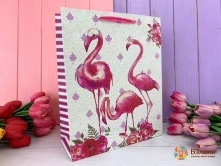 Подарочный пакет "Flamingo" листики S
