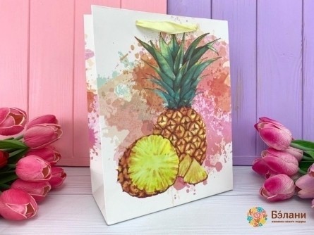 Подарочный пакет "Pineapple" половинка S