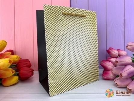Подарочный пакет "Gold brush" белый шар S
