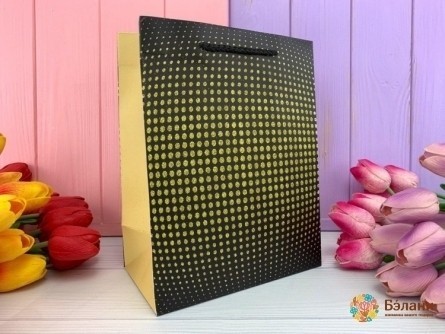 Подарочный пакет "Gold brush" черный шар S