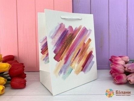Подарочный пакет "Paint strokes" M
