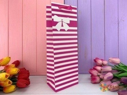 Пакет под бутылку "Lines" малиновый