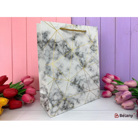 Подарочный пакет "Golden marble" паутина S