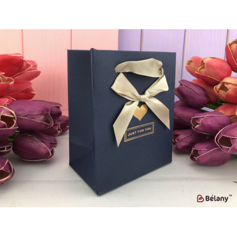 Подарочные пакеты "Just for you" синие XS