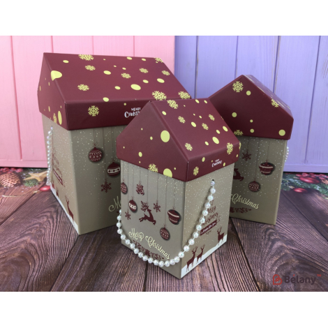 Подарочная коробка "Candy house" бордо