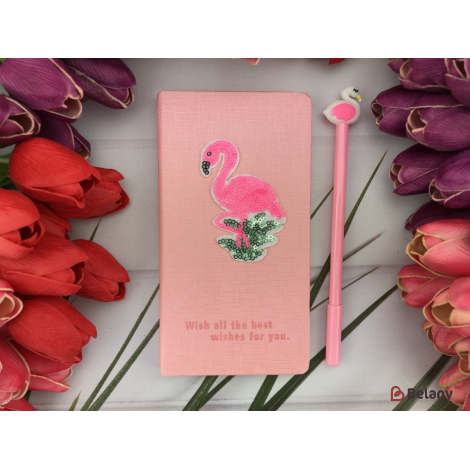 Набор блокнот с ручкой "Shiny" pink flamingo