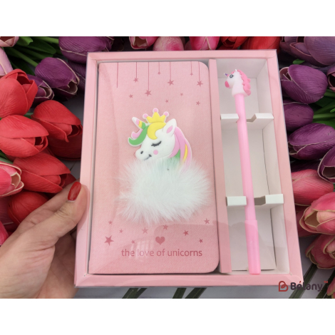 Набор блокнот с ручкой "Happiness" princess unicorn