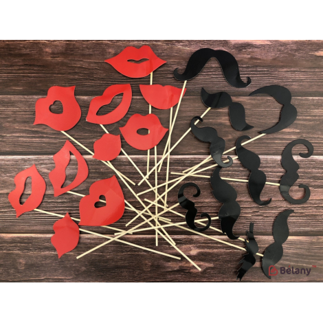Фотобутафория "Lips and Mustache" (6 наборов)