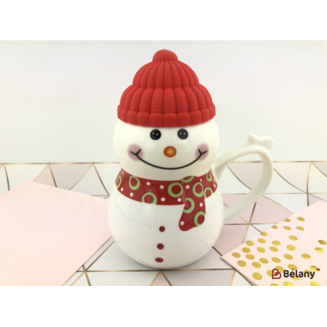 Керамічна чашка "Snowman" червоний