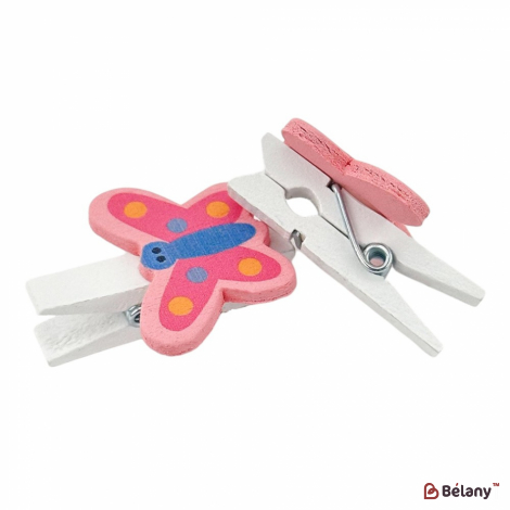Прищепки "Бабочка розовая" 48шт.