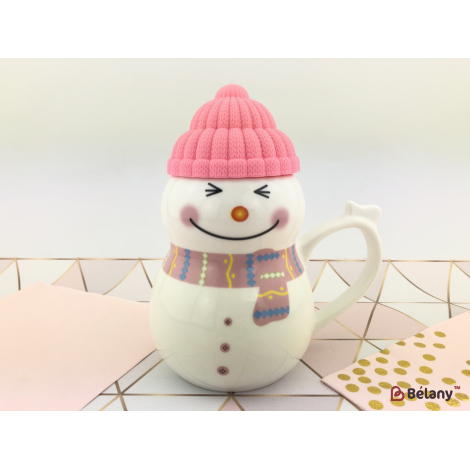 Керамическая чашка "Snowman" розовый
