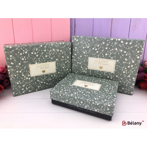 Подарочная коробка "Flowerfy Happy" серая