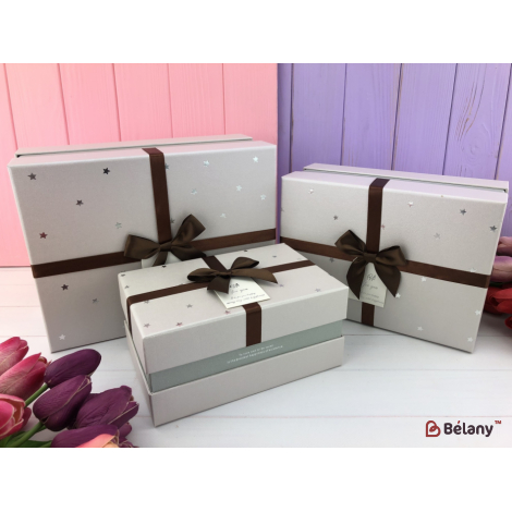 Подарункова коробка "Simple star" бежева