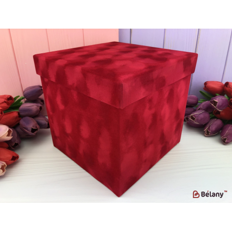 Бархатная квадратная  коробка "Velvet" красная