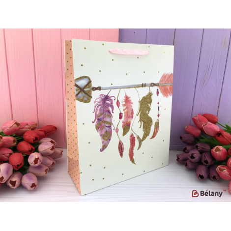 Подарочные пакеты "Gold Feather" M