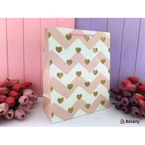 Подарочные пакеты "Pink and gold" M