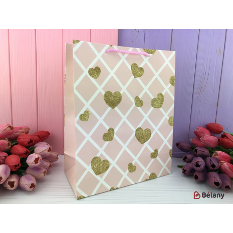 Подарочные пакеты "Pink and gold" M