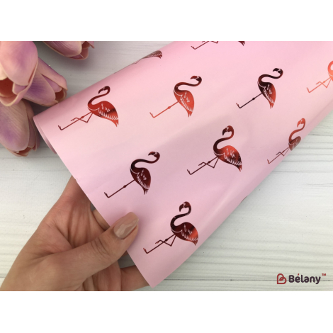 Пакувальний папір "Red flamingo" 53x75 рожевий