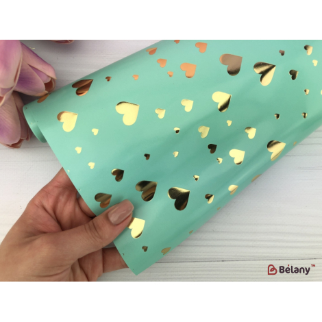 Упаковочная бумага "Golden heart" 53x75 мятная