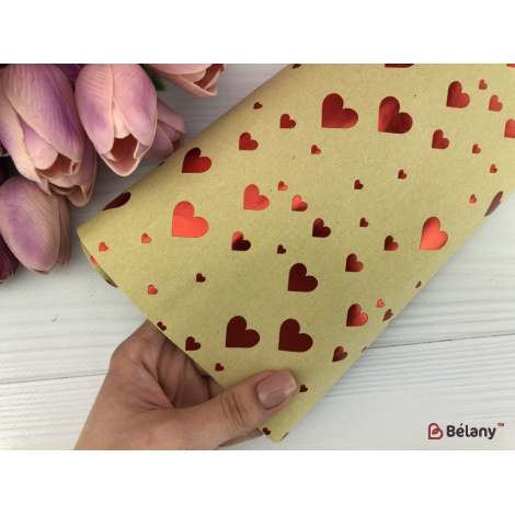 Упаковочная бумага "Red heart" 53x75 крафт