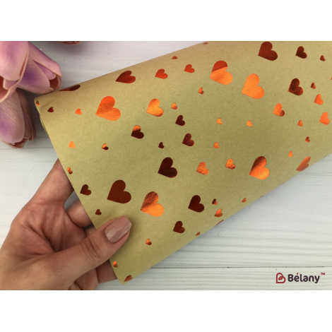 Упаковочная бумага "Bronze heart" 53x75 крафт